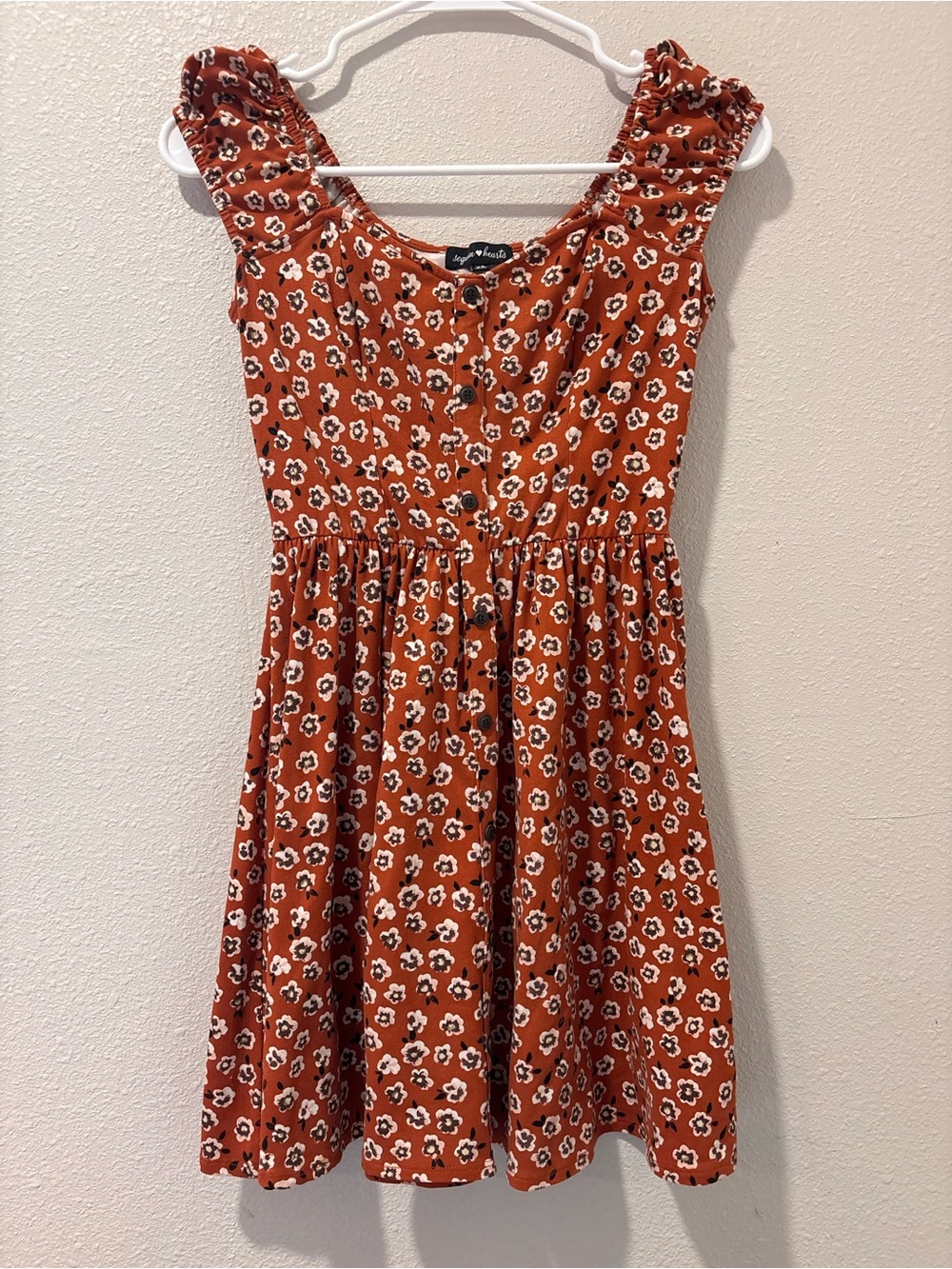 Sequin Hearts Rust Floral Mini Dress